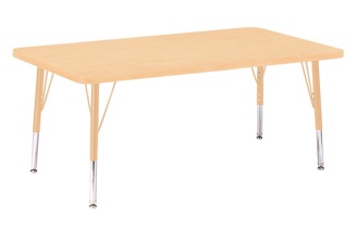 Berries Adjustable Table, 30" x 48", Rectangle, Maple with Maple, 11"-15" High