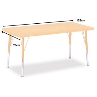 Berries Adjustable Table, 30" x 60", Rectangle, Maple with Maple, 15"-24" High