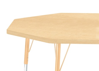 Berries Adjustable Table, 48", Octagon, Maple with Maple, 11"-15" High