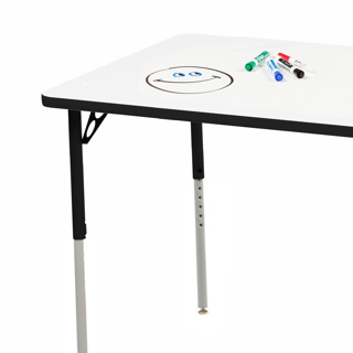 Aktivity Adjustable Marker Board Table, 24" x 48", Rectangle, White with Black, 22”-30” High