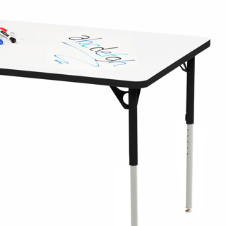 Aktivity Adjustable Marker Board Table, 24" x 60", Rectangle, White with Black, 22”-30” High
