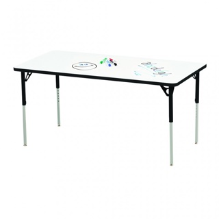 Aktivity Adjustable Marker Board Table, 30" x 48", Rectangle, White with Black, 22”-30” High