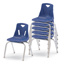 Berries Stacking Chairs, Chrome Legs, 16" Seat Height, Navy, Set of 6