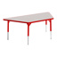 Aktivity Adjustable Table, 30" x 60", Trapezoid, Grey with Red, 17"-25" High