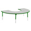 Aktivity Adjustable Table, 36" x 60", C-Shape, Grey with Green, 17"-25" High