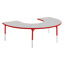 Aktivity Adjustable Table, 36" x 60", C-Shape, Grey with Red, 17"-25" High