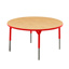 Aktivity Adjustable Table, 36", Round, Maple with Red, 17"-25" High
