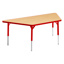 Aktivity Adjustable Table, 30" x 60", Trapezoid, Maple with Red, 17"-25" High