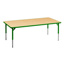 Aktivity Adjustable Table, 30" x 72", Rectangle, Maple with Green, 17"-25" High