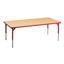 Aktivity Adjustable Table, 30" x 72", Rectangle, Maple with Red, 17"-25" High