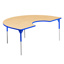 Aktivity Adjustable Table, 36" x 60", Kidney, Maple with Blue, 17"-25" High