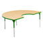 Aktivity Adjustable Table, 36" x 60", Kidney, Maple with Green, 17"-25" High